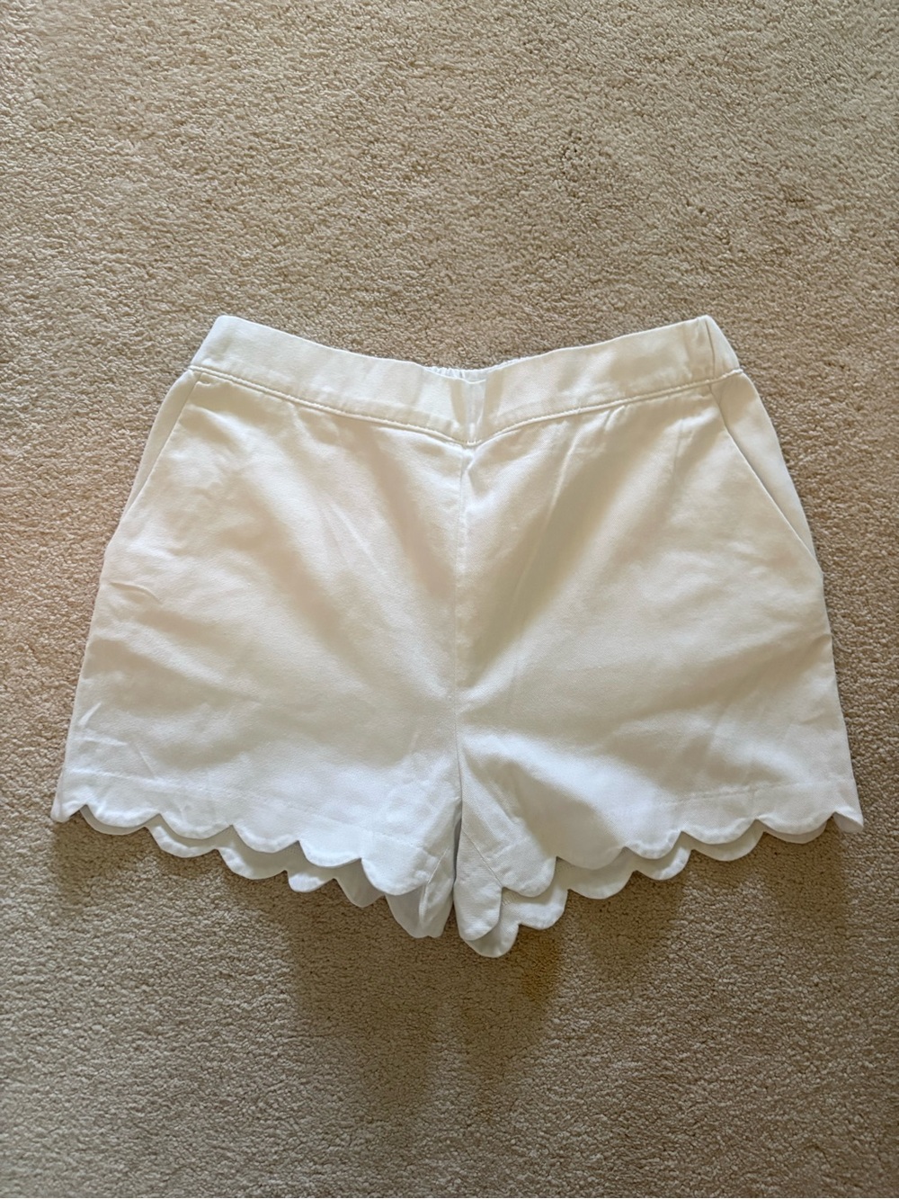 Crewcuts White High-Waist Scallop-Hem Shorts